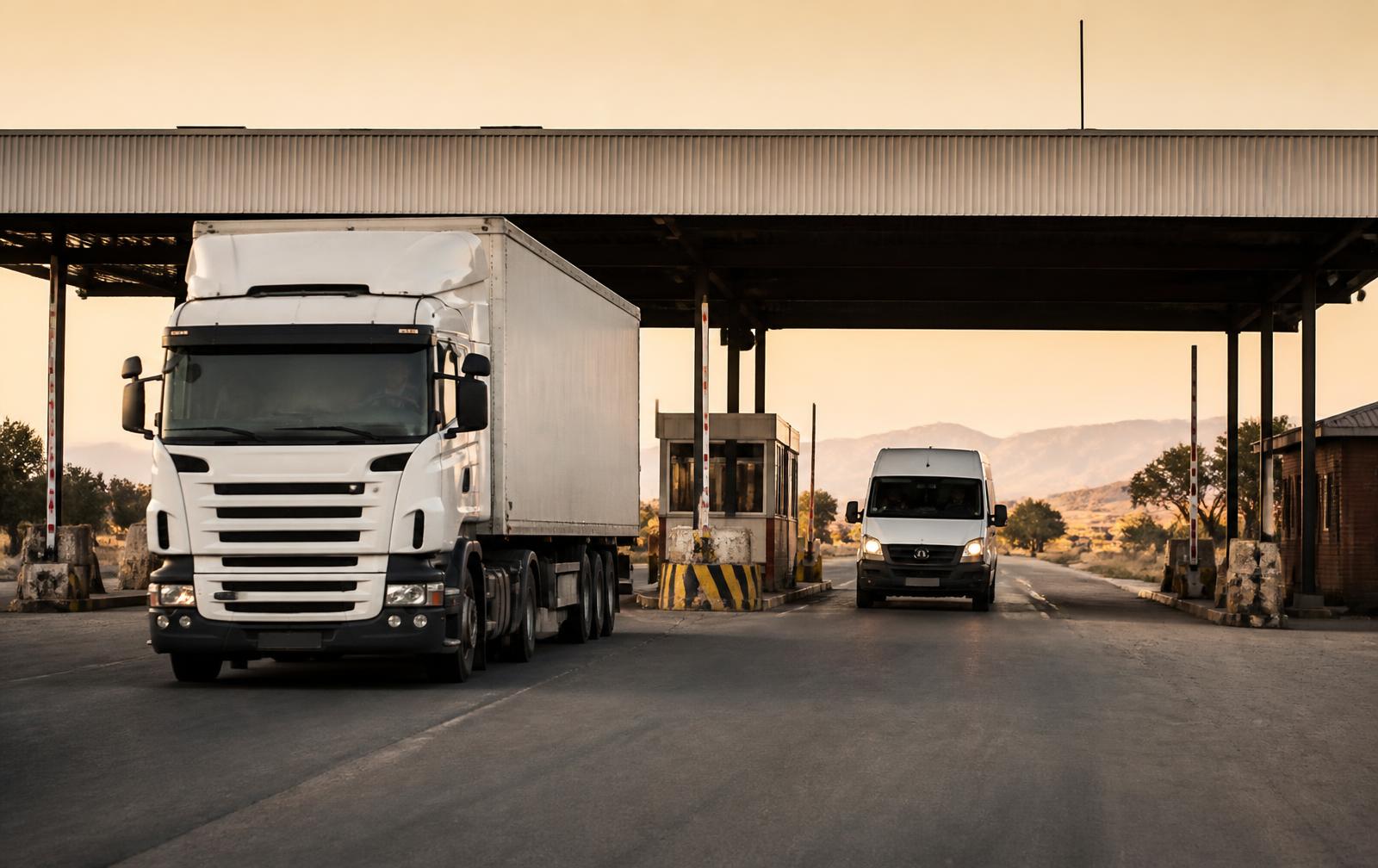 Freight trucks crossing the South Africa to Botswana border